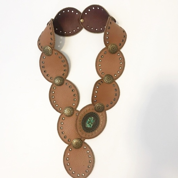 Boho Leather Belt With Stone One Size main image 4